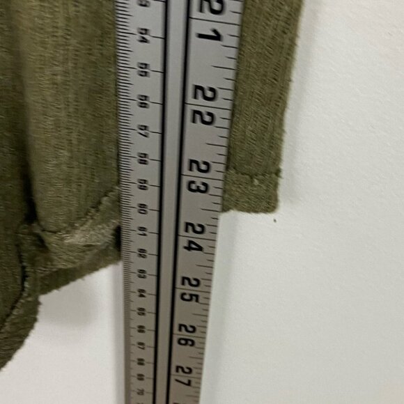 Free People Moss Green Flutter Sleeve Tee Size XS V-Neck Knit Moss Short‎ Boho - Picture 10 of 12